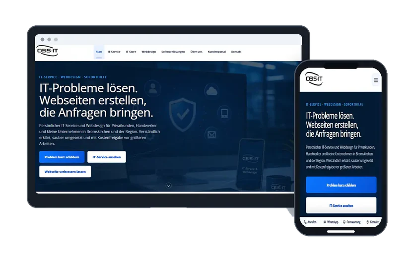 CEIS-IT Website auf einem Desktop-Monitor und einem Smartphone