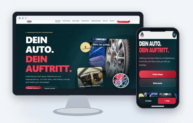Desktop- und Smartphone-Ansicht der Website von Muchachos Carsalon